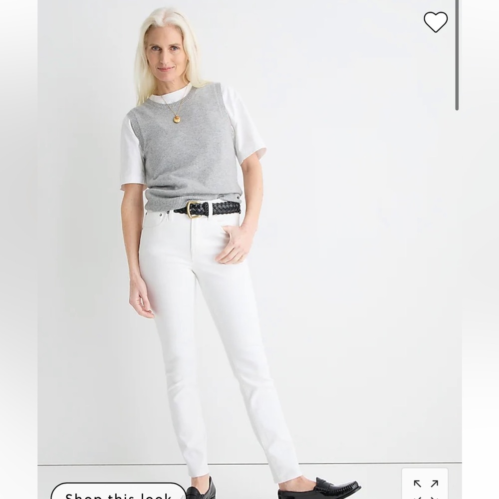 Jcrew 9” toothpick white jeans